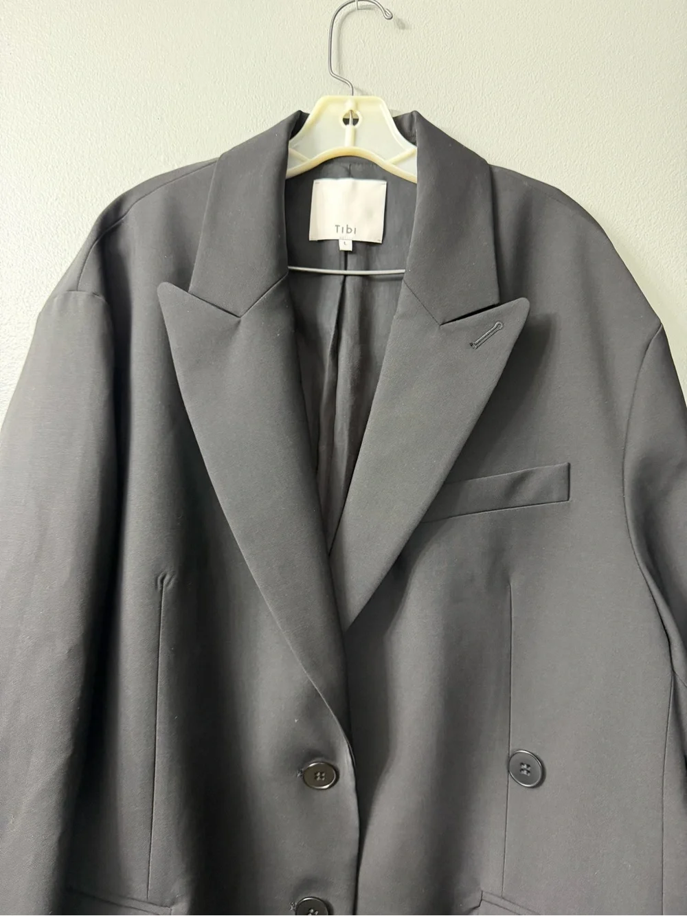 Tibi Menswear Double Breasted Button Front Blazer Dress in Black Large